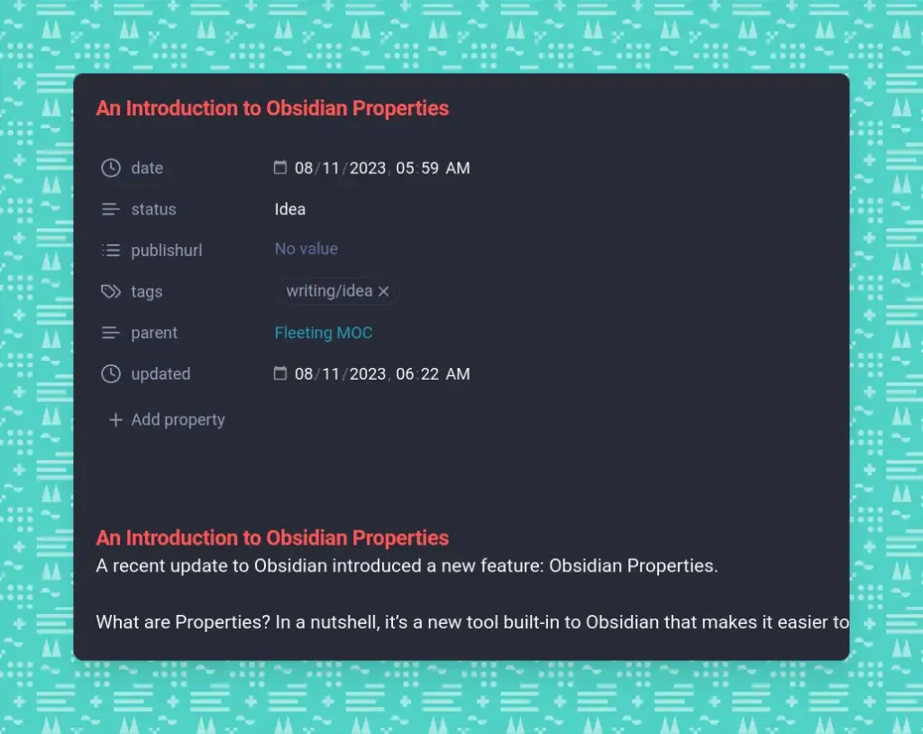 Harnessing the Power of Metadata: A Deep Dive into Obsidian’s Properties Feature