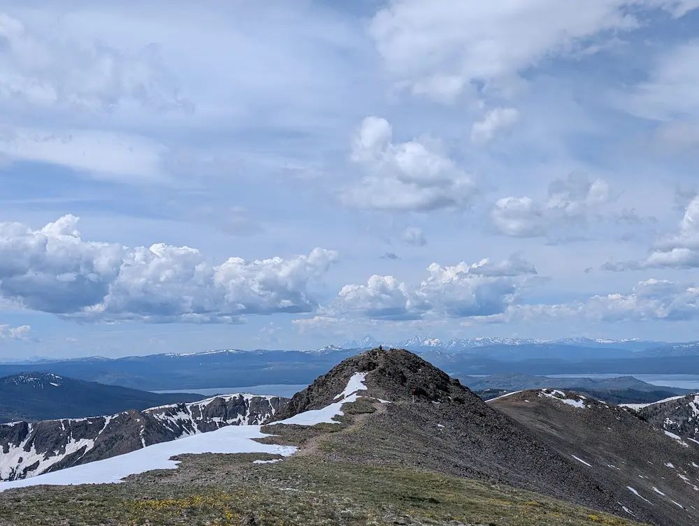 Tetons and Yellowstone Lake from Avalanche Peak