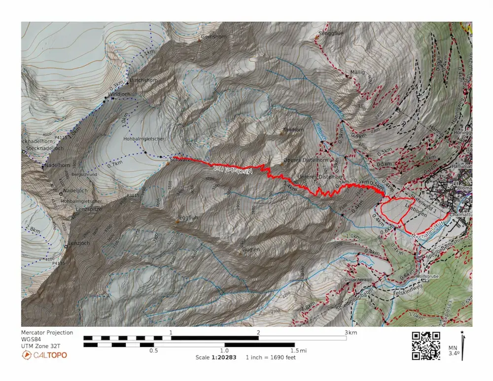 Mischabelhütte Route Map