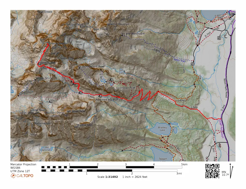 Map of the Enclosure on the Grand Teton