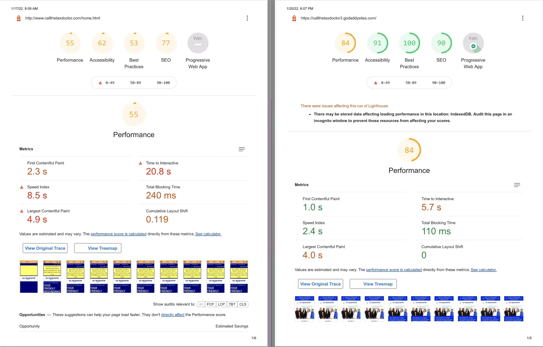 old website audit vs new website audit