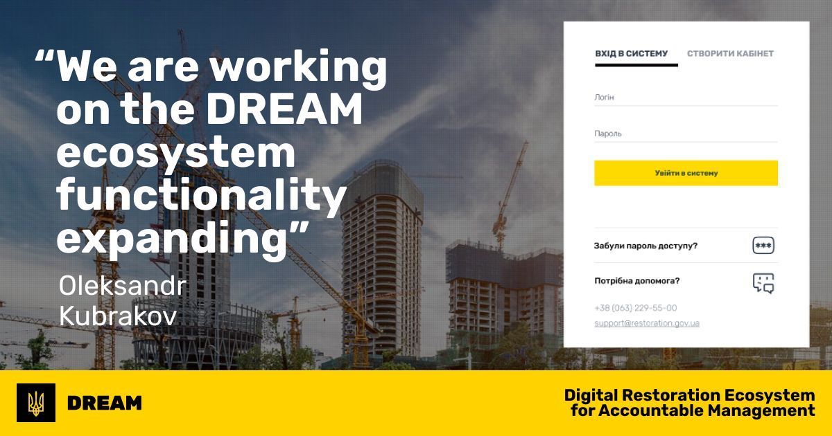 Ukrainian reconstruction portal Dream enters beta testing for new functions that create milestones, set priorities