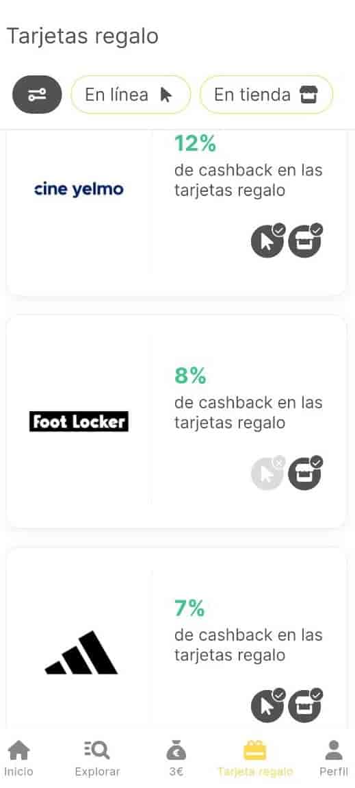 Cine Yelmo 12%, Foot Locker 8%, Adidas 7%