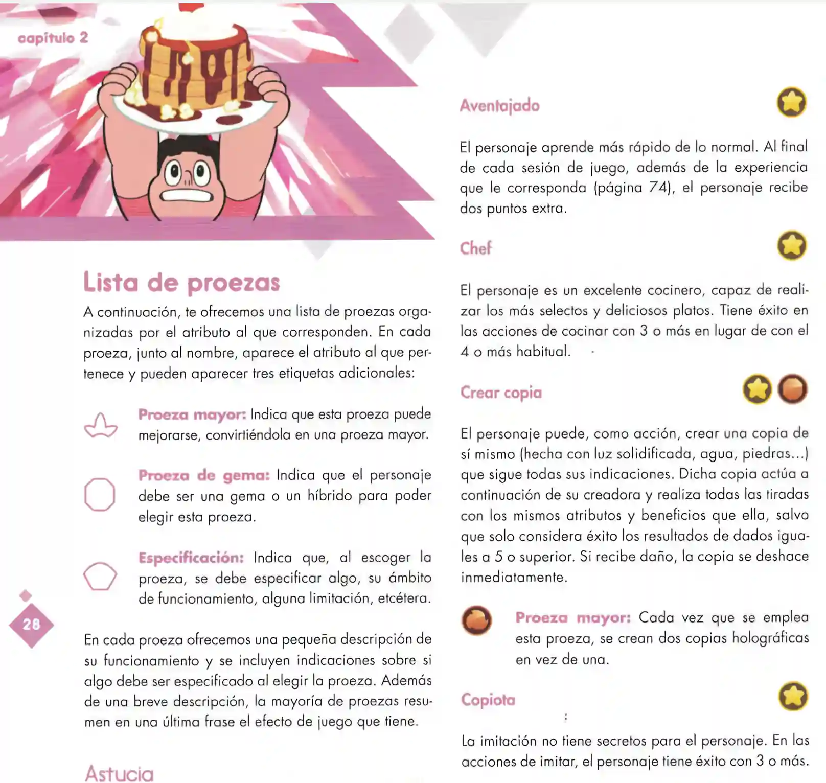 Las proezas mayores se marcan con una corona, pero en la misma página se simboliza con un torbellino
