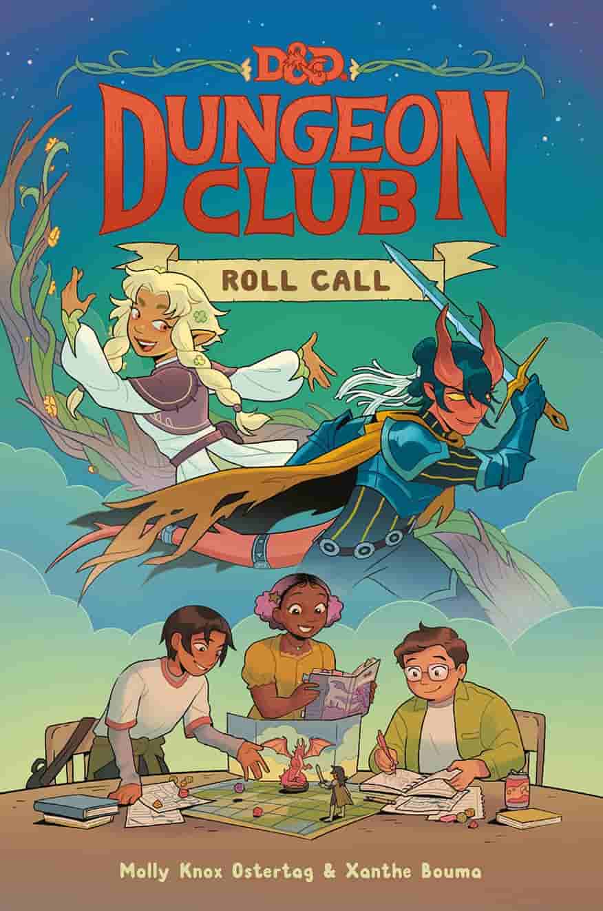 Tres adolescentes juegan a rol imaginando a una elfa druida y un tiefling con espada