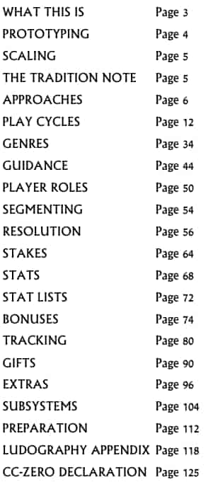 Approaches, play cycles, genres, resolution, stakes, stats, bonuses y otras categorías
