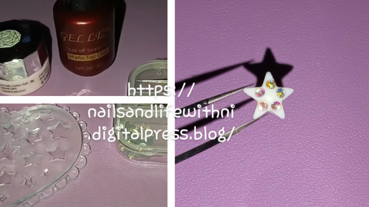 3D Nail Charms: Matte White Stars with Rhinestones