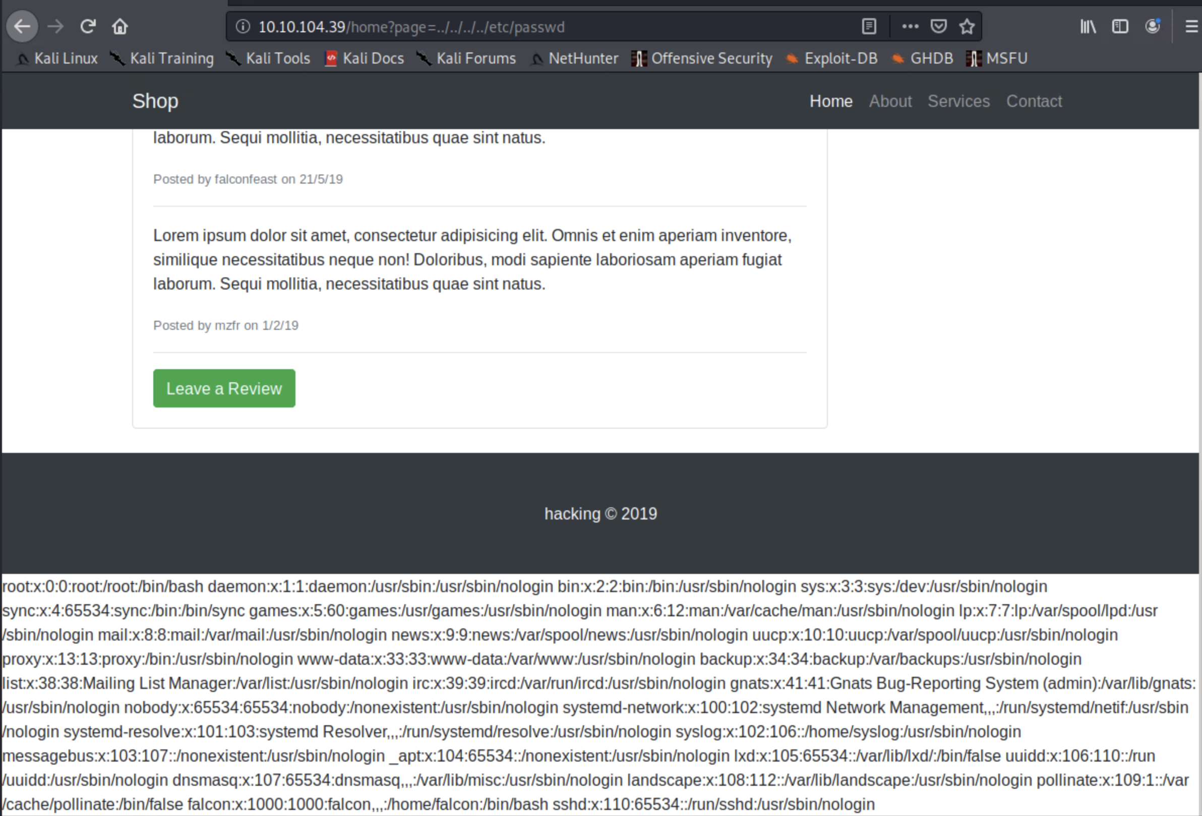 Local file inclusion | write-up