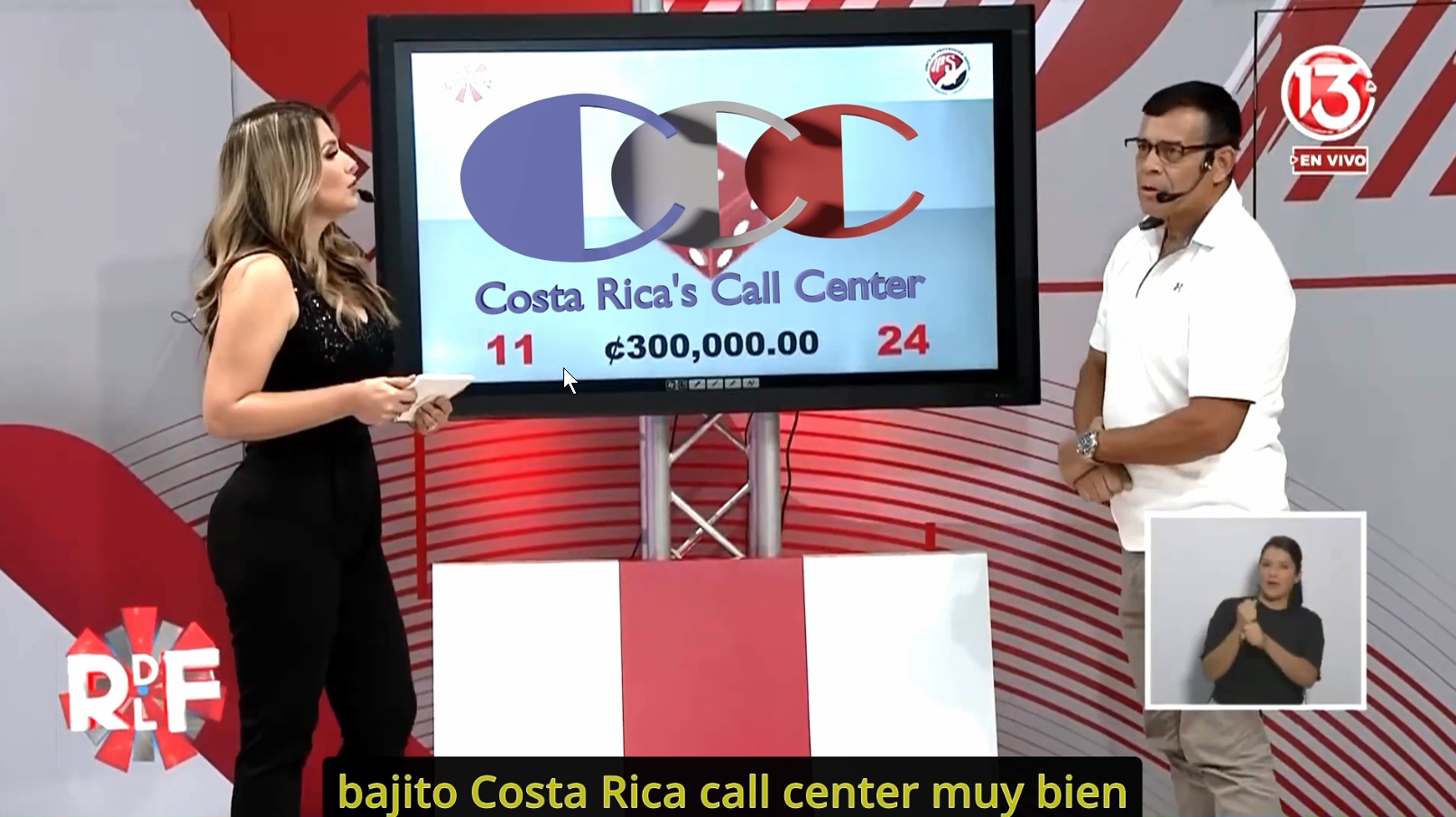 La Rueda de la Fortuna Canal 13. A supervisor at Costa Rica's Call Center wins 3,000,000 colones!
