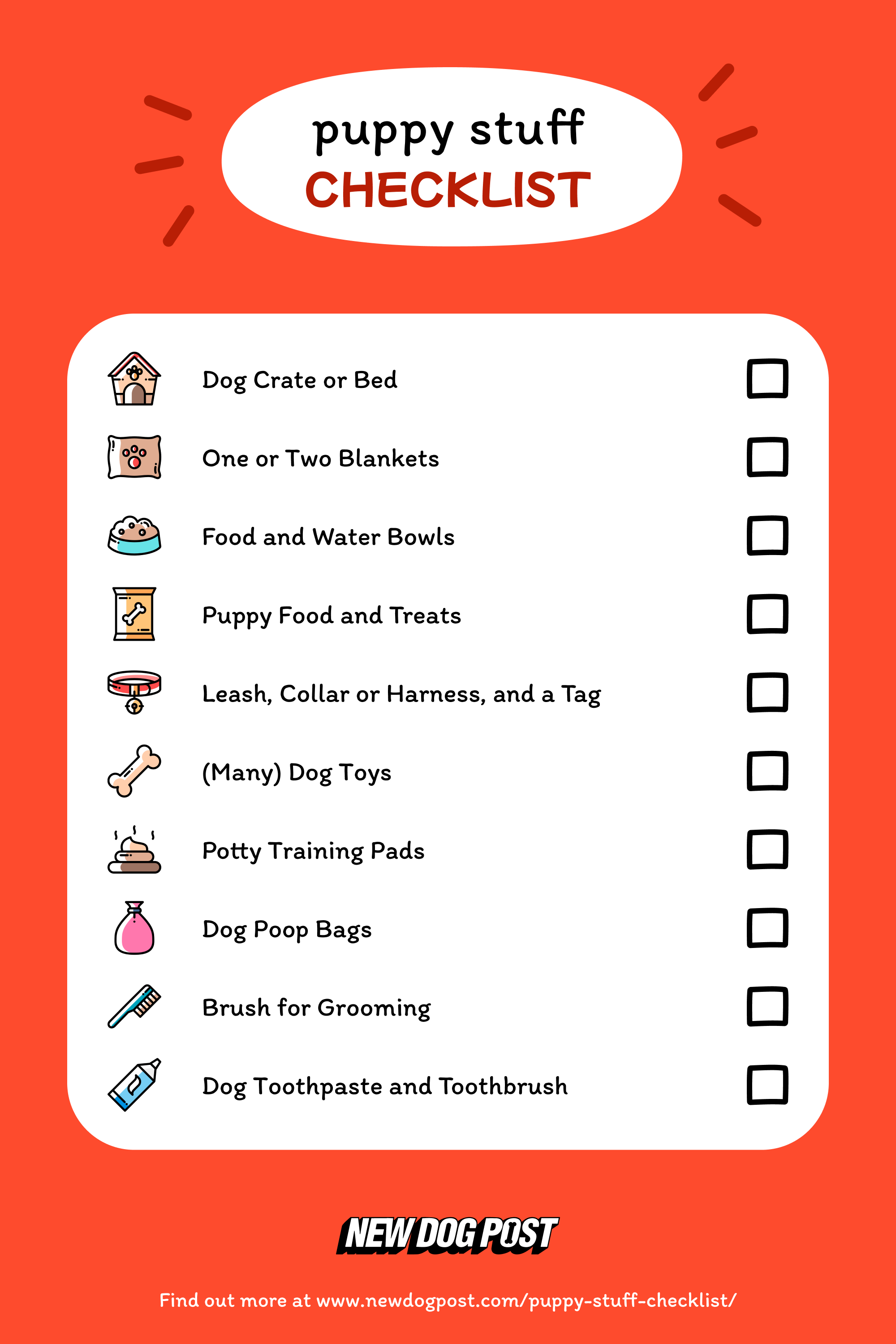 List of things to get before puppy arrives home