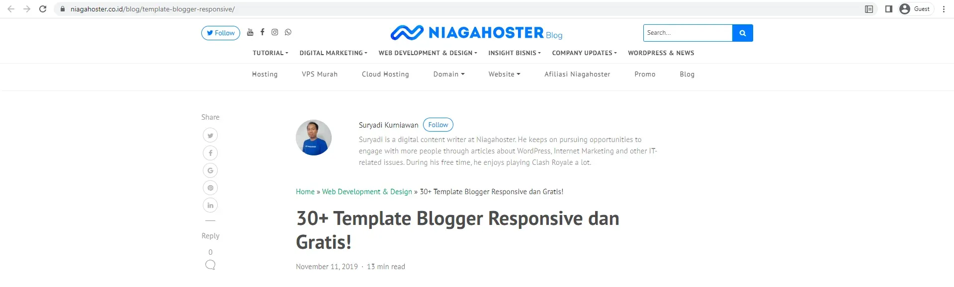 30+ Template Blogger Responsive dan Gratis!