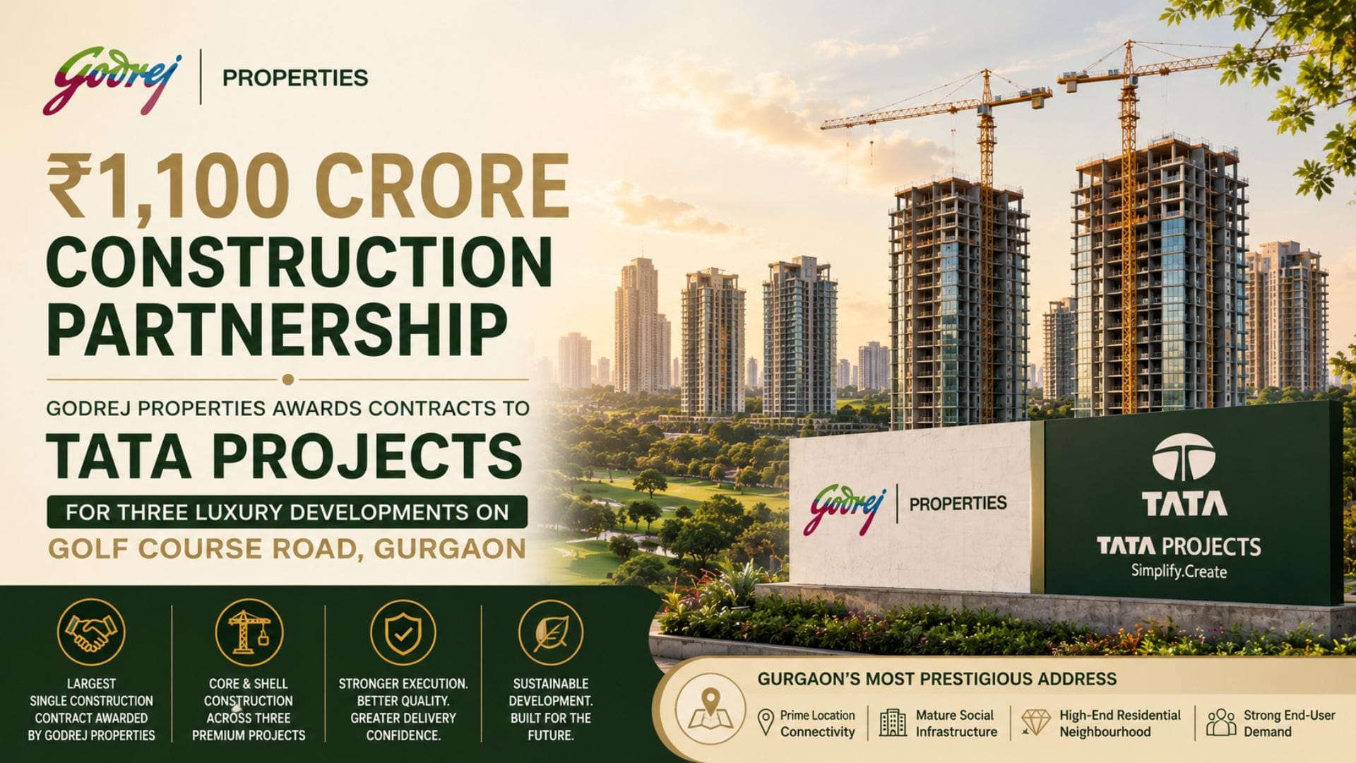 Godrej-Tata ₹1100 Cr Deal Reshapes Gurgaon Luxury Housing