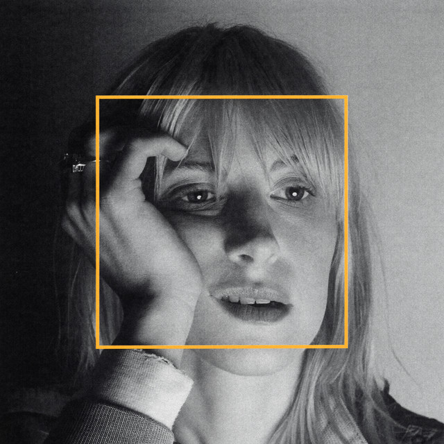 Album cover for Ego Death at a Halloween Party: Black and white picture of Hayley Williams looking disgruntled with a yellow square around her