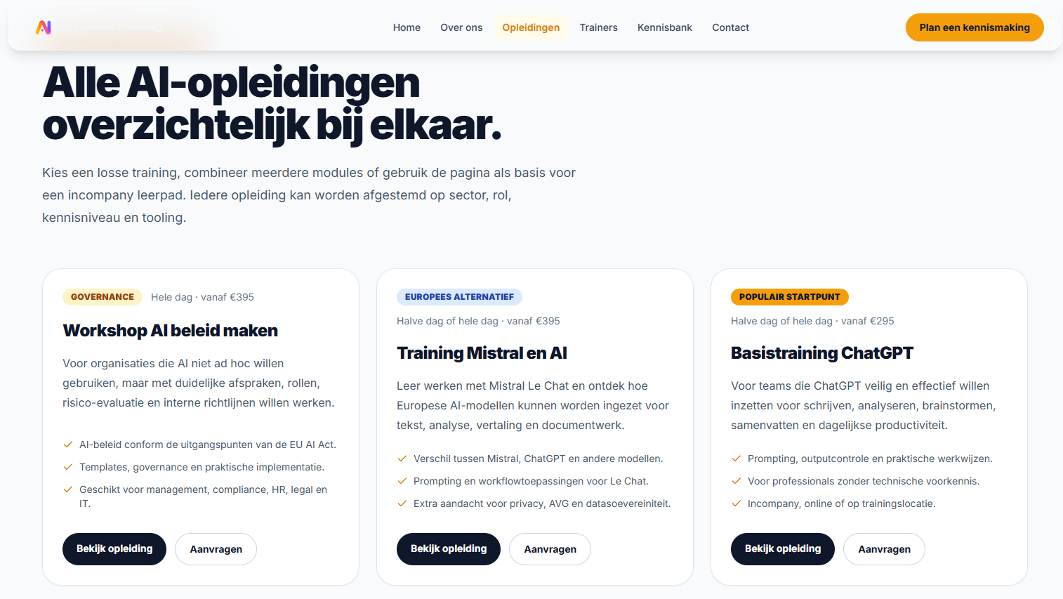 AI opleidingen screenshot