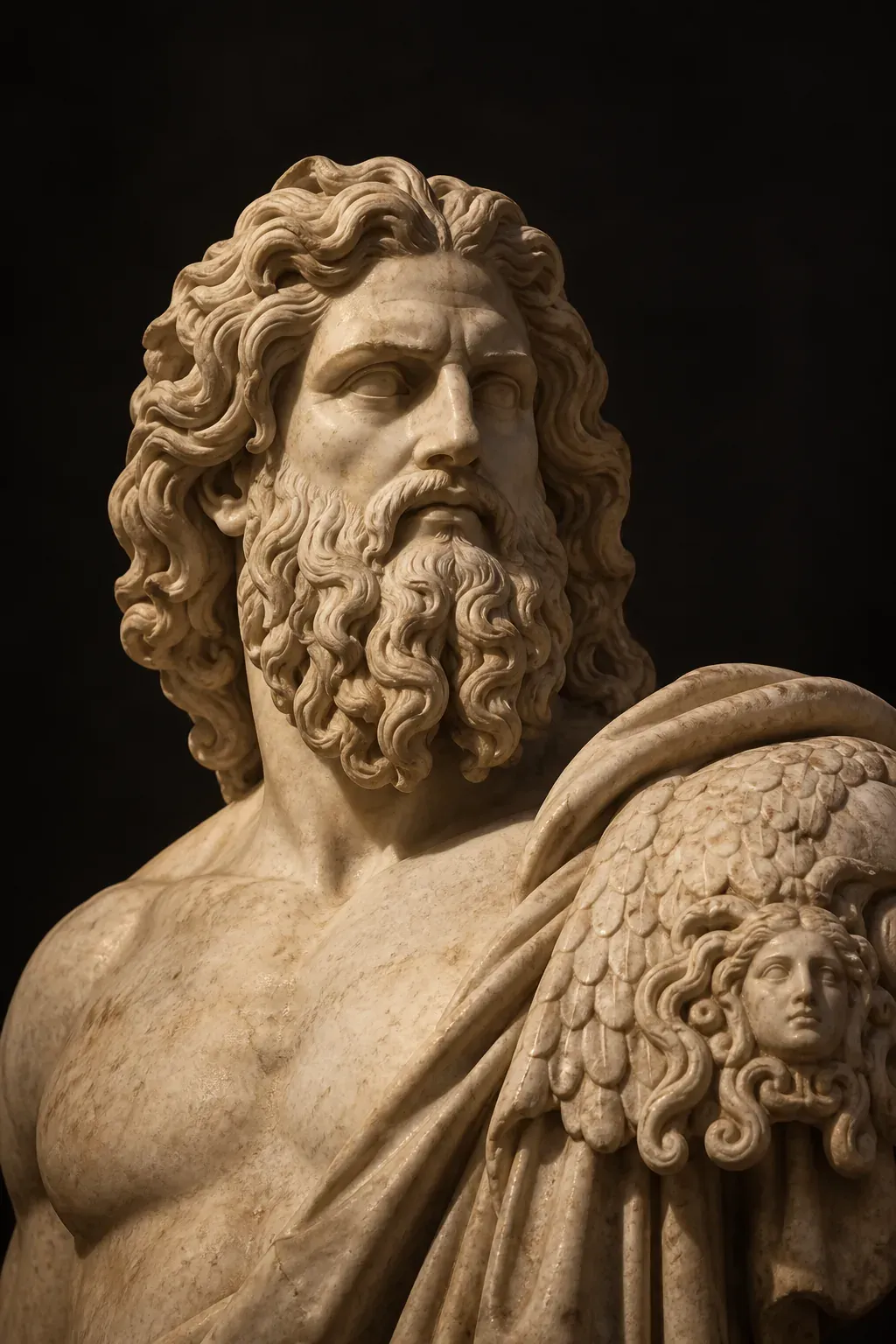 oppergod Zeus - sculptuur gemaakt door AI 