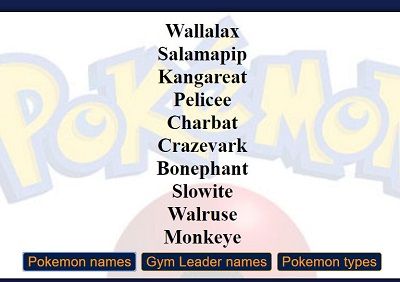 Pokemon Nickname Generator