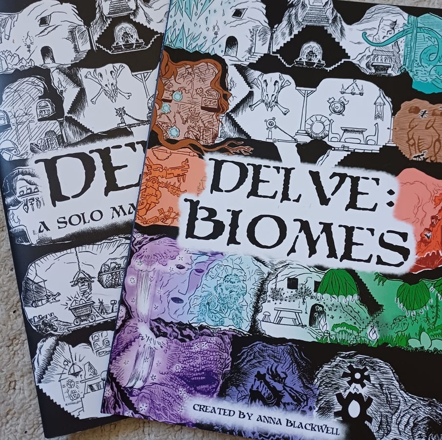 Delve Map-Drawing Solo. Biomes of Roots and Lava