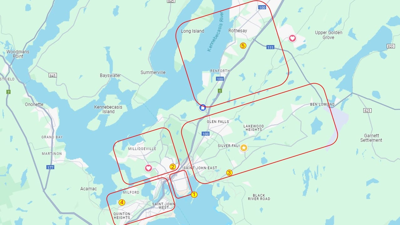 Thành phố Saint John, New Brunswick: Giới thiệu các khu vực chính