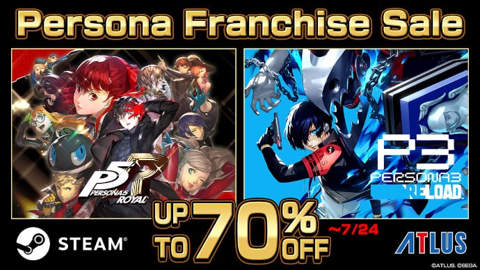 Save Up To 70% On Select Titles During The Persona Franchise Sale On Steam! Bargains On Persona 3 Reload And Persona 5: The Royal Available
