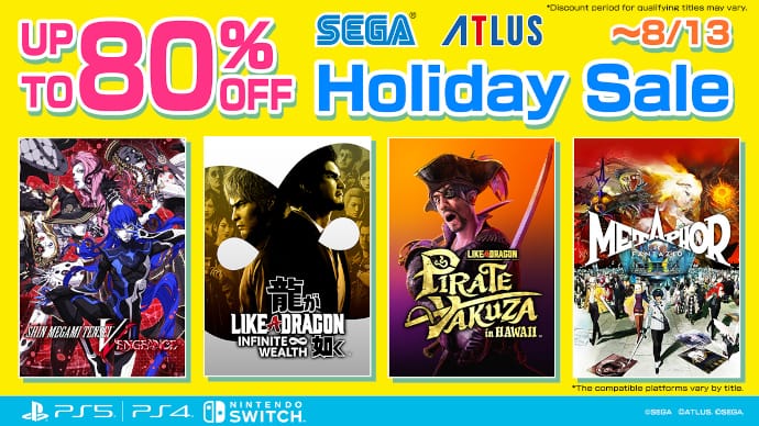Get Up To 80% Off On Select Titles During The SEGA Holiday Sale! Special Bargains On Like A Dragon: Pirate Yakuza In Hawaii And Metaphor: ReFantazio Available!