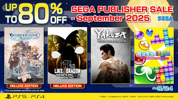 Save Up To 80% Off Select Titles During The SEGA PUBLISHER SALE - September 2025!