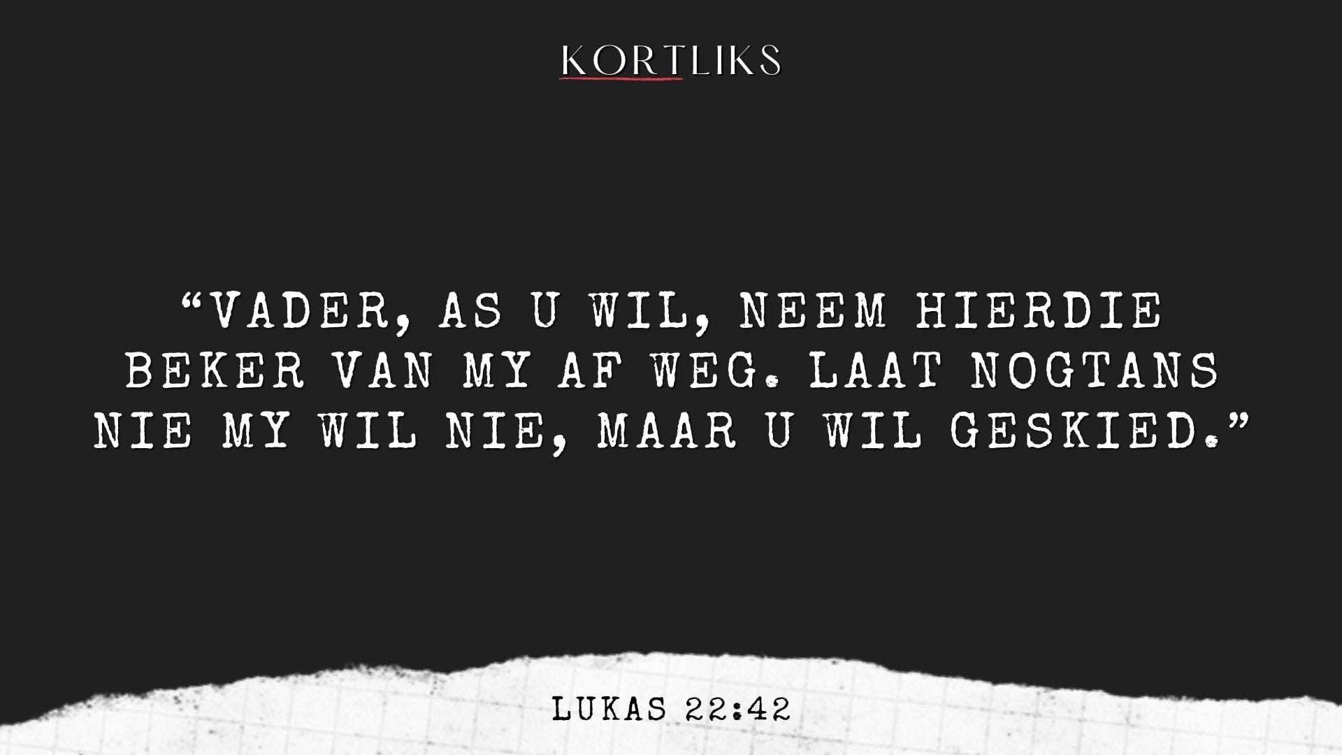 26 Januarie – Nie my wil nie