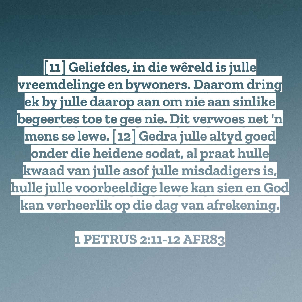 11 Mei - Lewe voorbeeldig