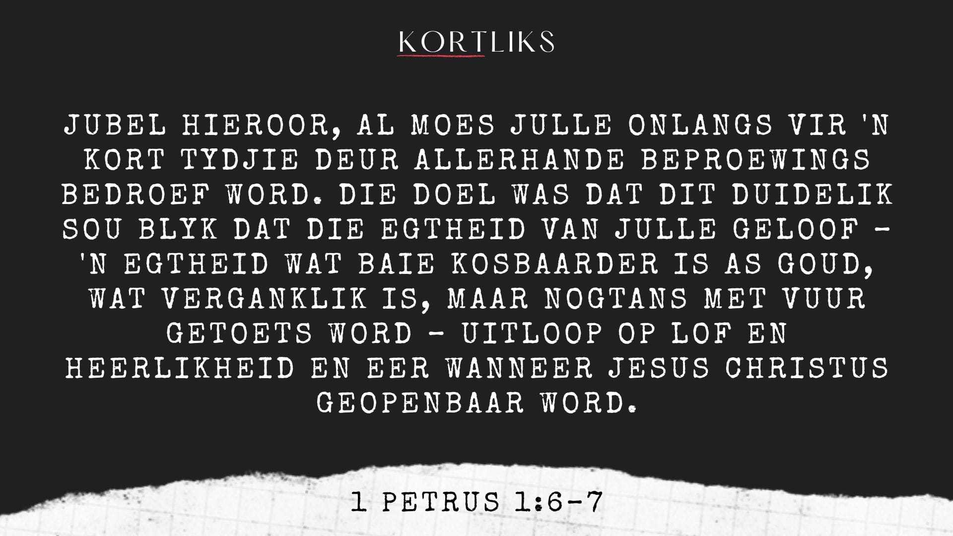 26 September – Groei deur beproewing