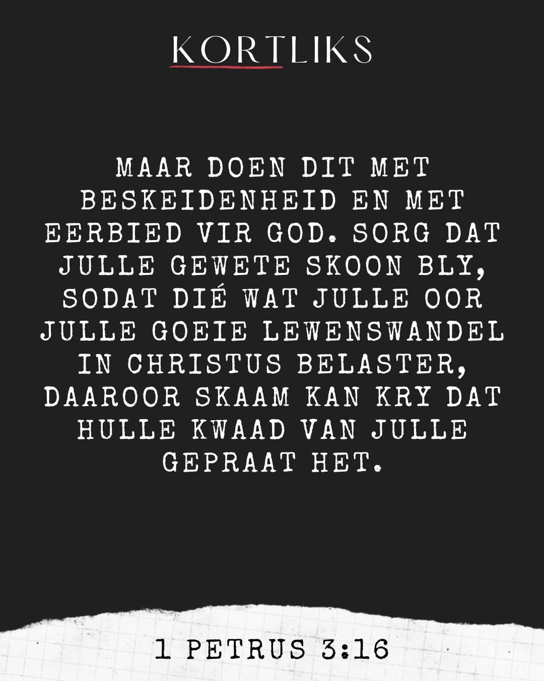 15 Oktober – ’n Suiwer gewete