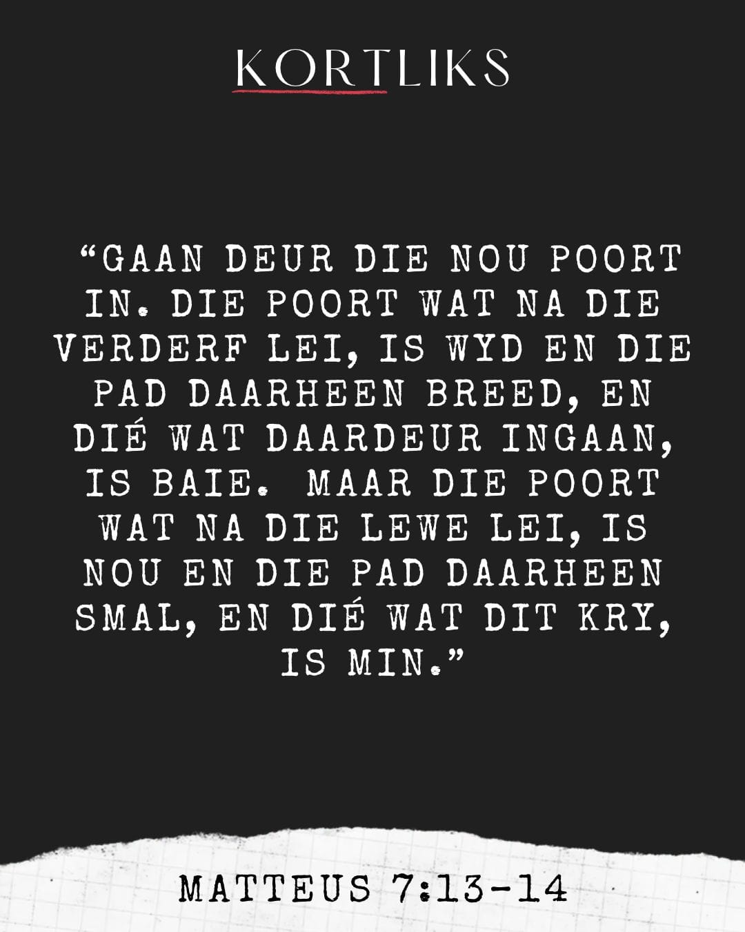 16 Oktober – Kies die regte pad