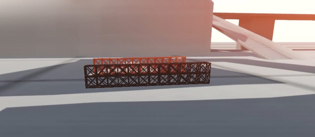 Two lattice beams under load in OpenBeam