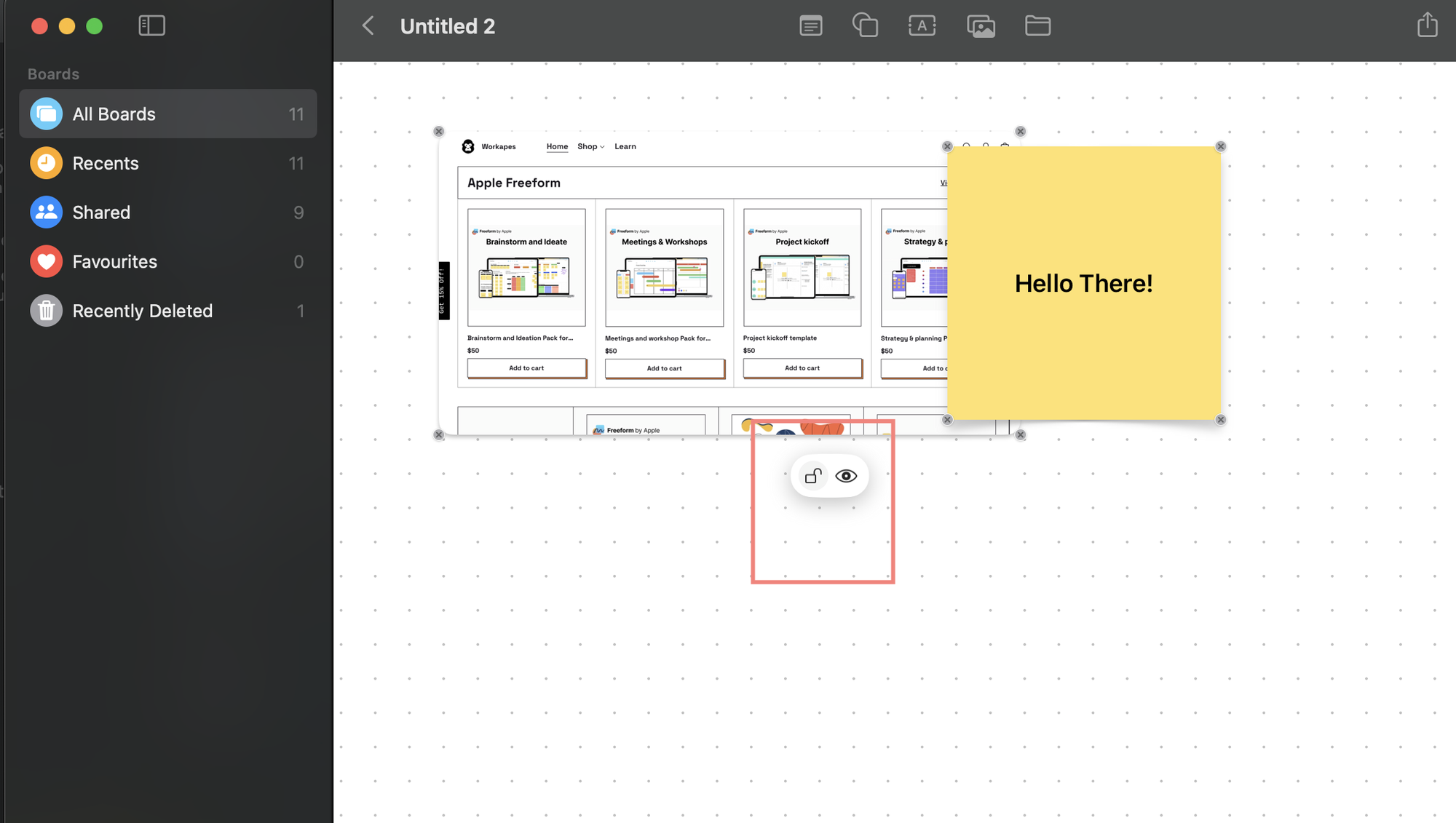 Lock/ Unlock your content or element on a Apple freeform board