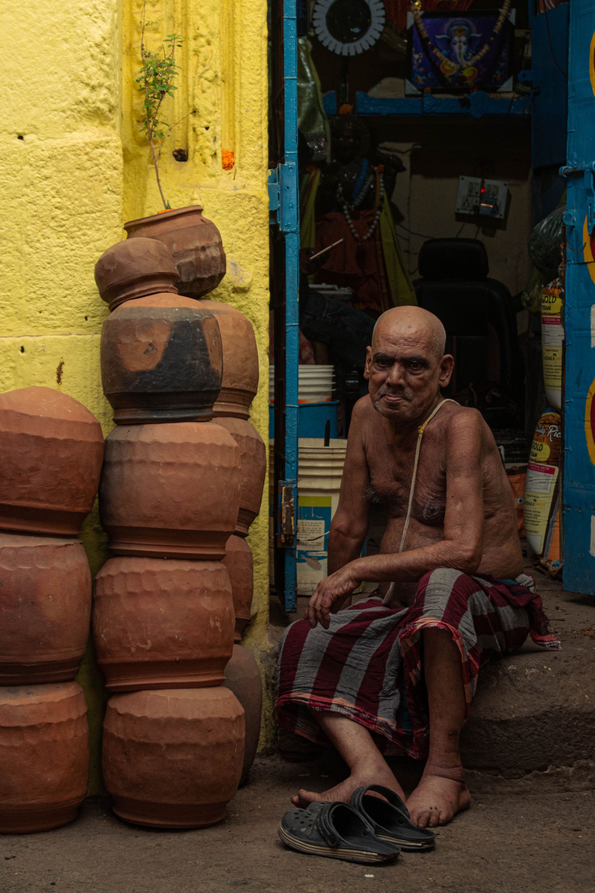 An Old potter in the old town of Bhubaneswar, Odisha