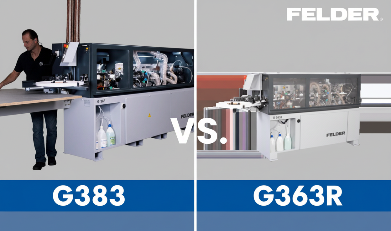 comparatie intre utilajele profesionale de aplicat cant Felder G383 si G363