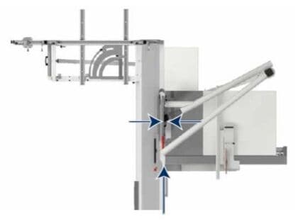 Schemă tehnică a sistemului de culisare a mesei mobile pentru SCM L'invincibile si 3, ilustrând tehnologia ghidajelor prismatice.