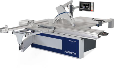 Fierăstrău circular de formatizat profesional Format4 kappa 550 cu masă mobilă și panou de control digital.