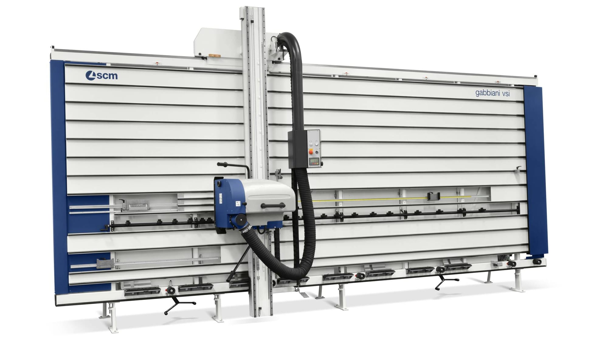 Fierăstrău circular vertical (circular de perete) SCM Gabbiani VSI, o soluție profesională pentru debitarea panourilor de mari dimensiuni într-un spațiu compact.