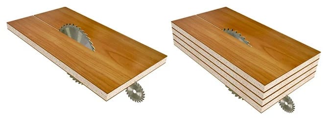 Fierăstrău de debitat în pachet (beam saw) industrial KDT KS-832D, cu sistem de încărcare posterioară și mese frontale cu perne de aer.