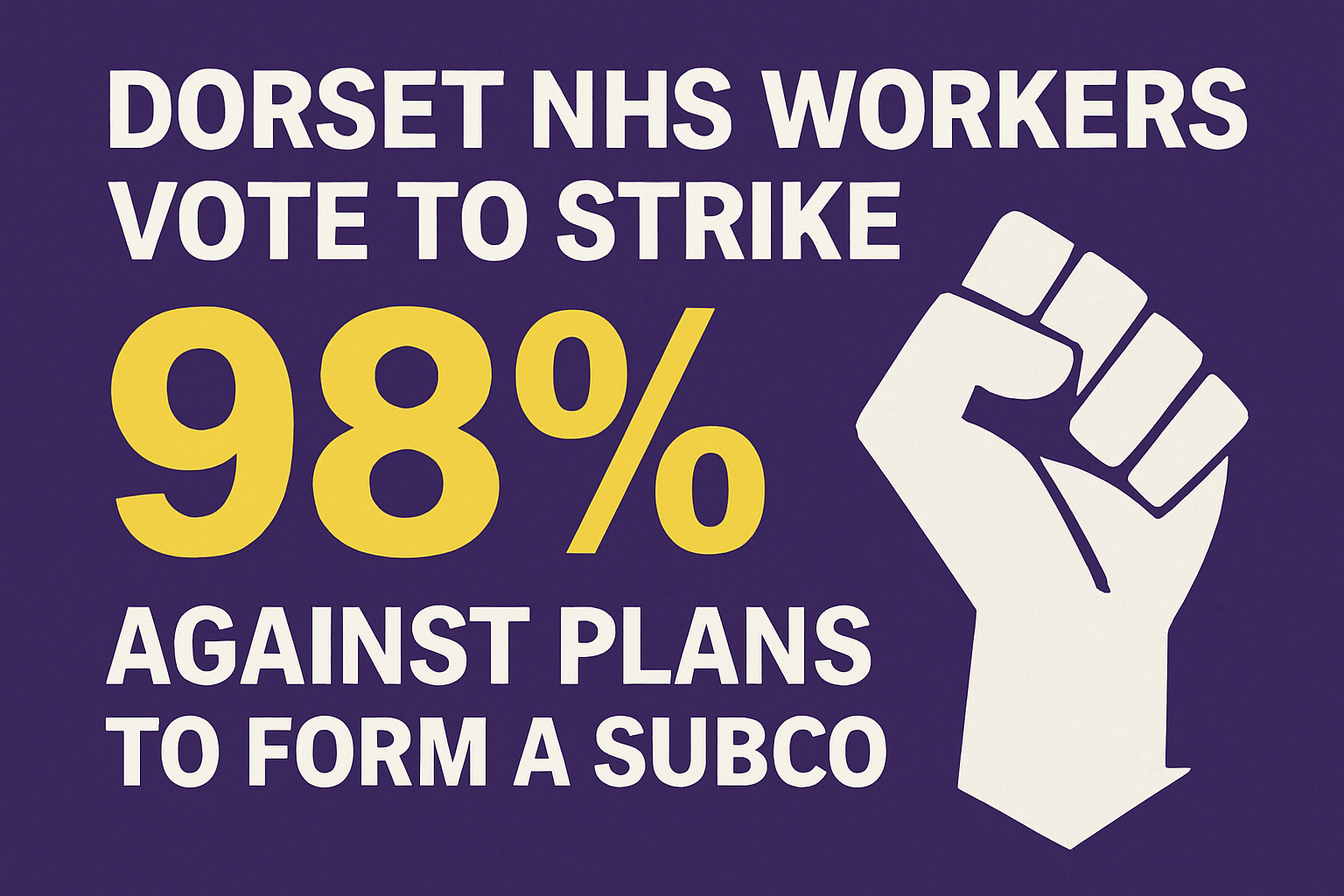 Dorset NHS Workers Back Strike Action Against SubCo Plans
