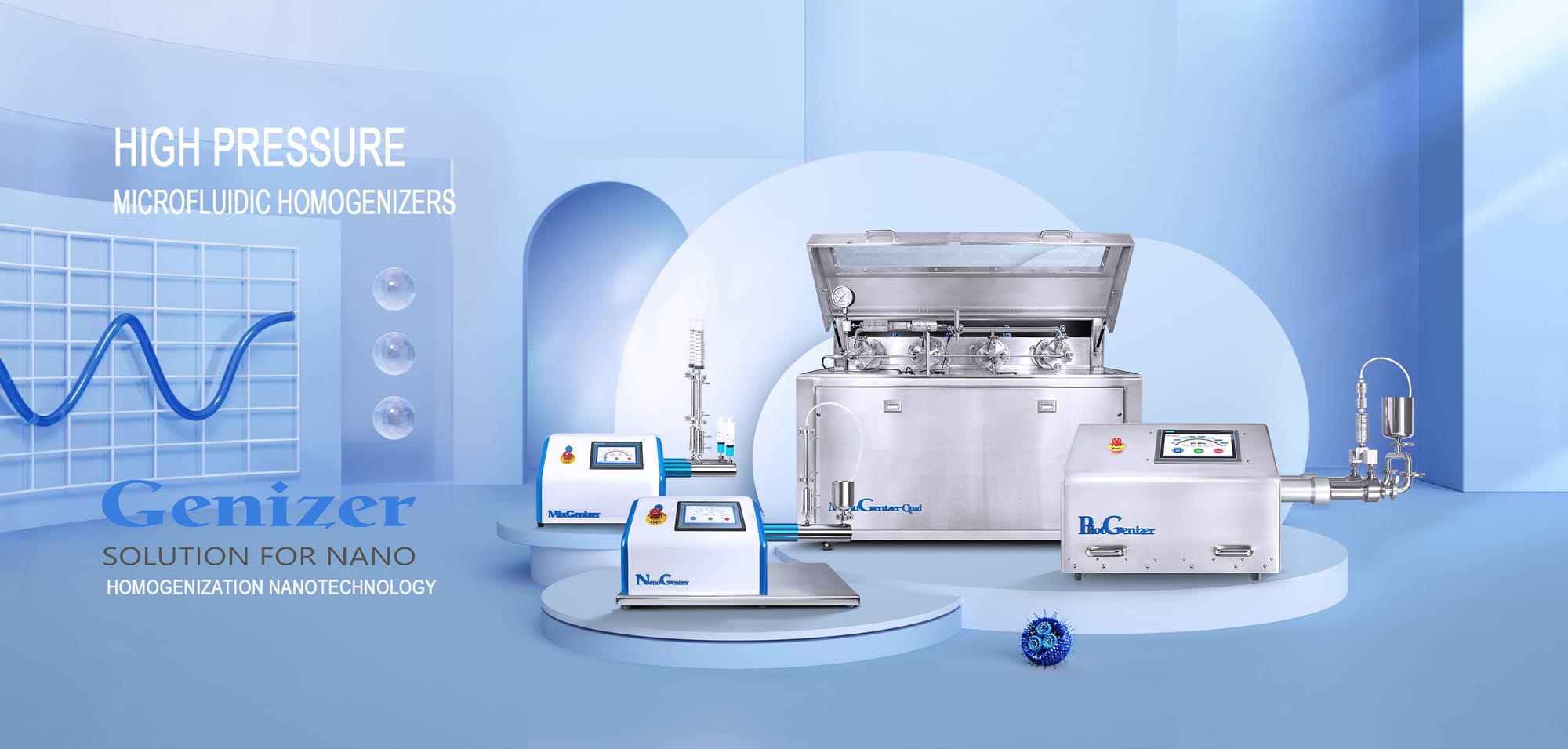 Genizer High Pressure Microfluidic Homogenizer Fluid Processor