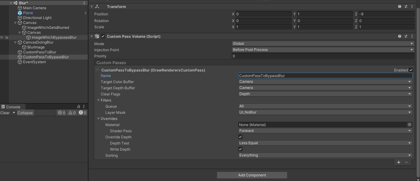 Unity UI Blur In HDRP