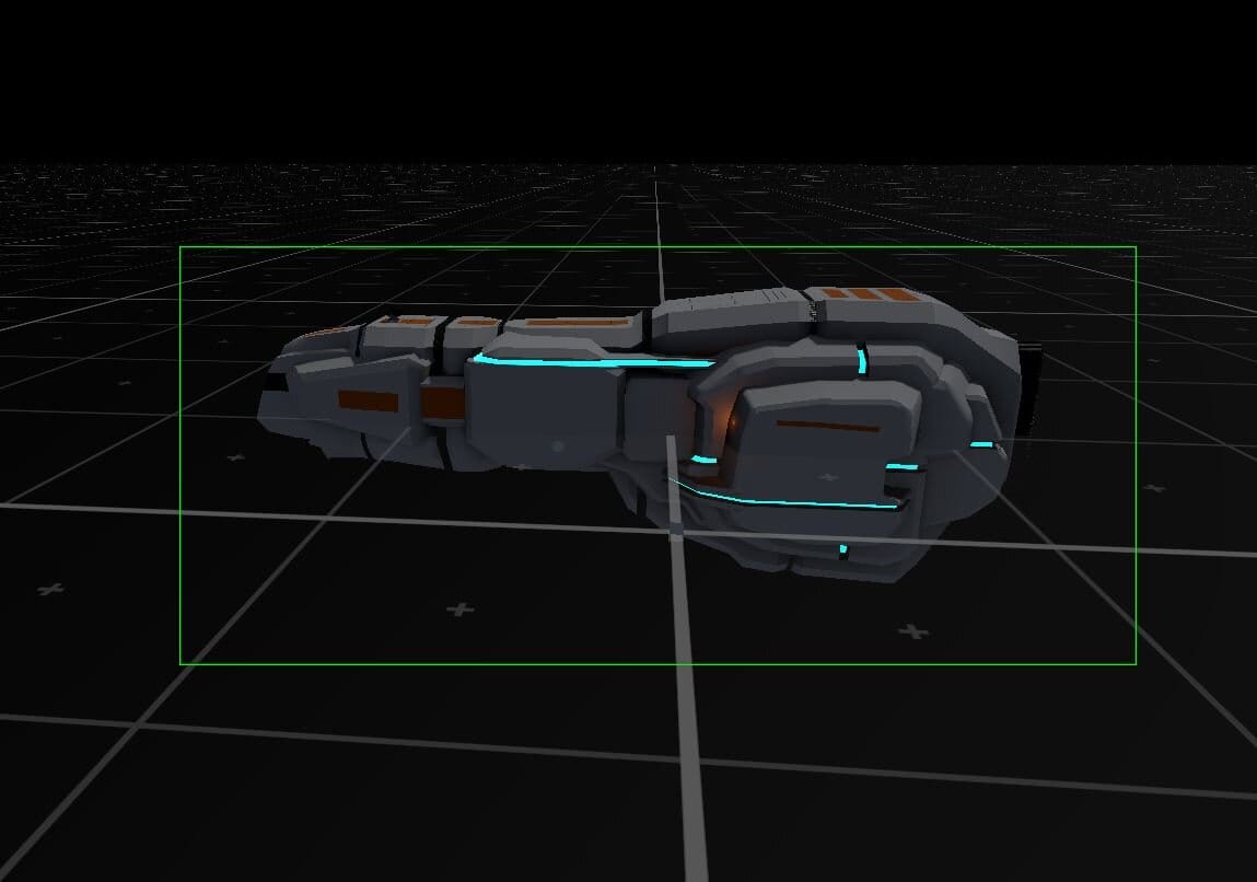 A screenshot of a UI element around the bounding box of a spaceship in Unity.