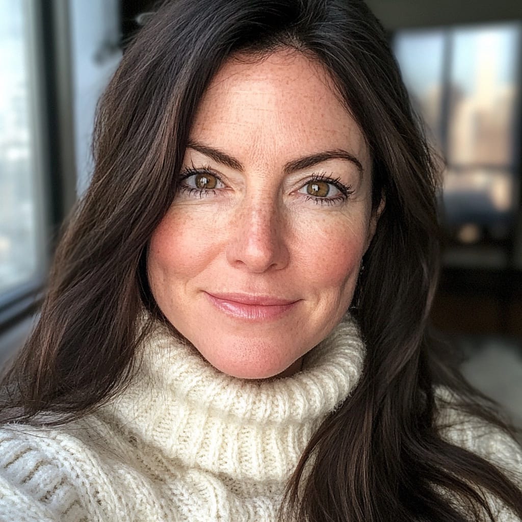 Brunette in a knitted turtleneck sweater