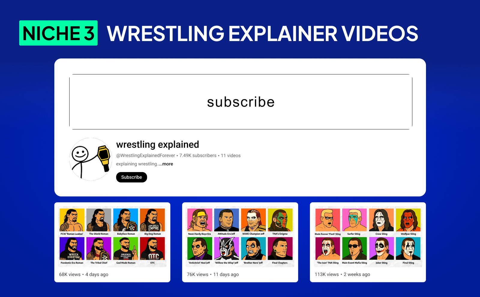 Niche 3 - wrestling explainer videos wrestling explained - Faceless Youtube Automation Niches In August