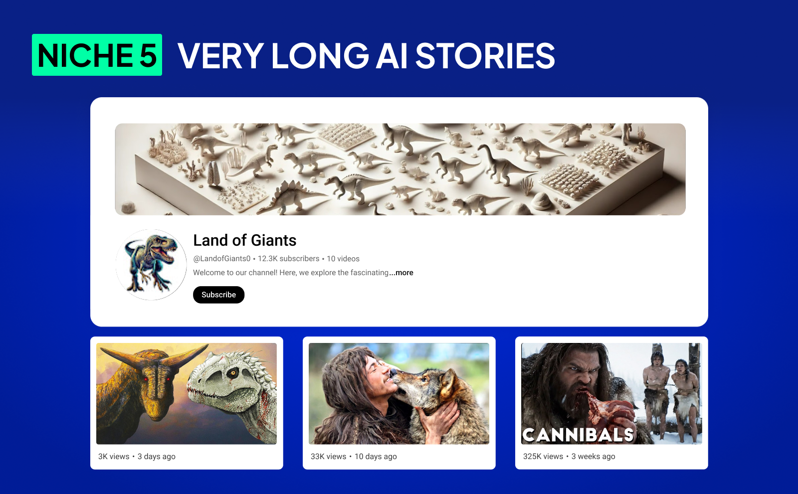 Niche 5 - very long AI stories Land of Giants - Faceless Youtube Automation Niches In August