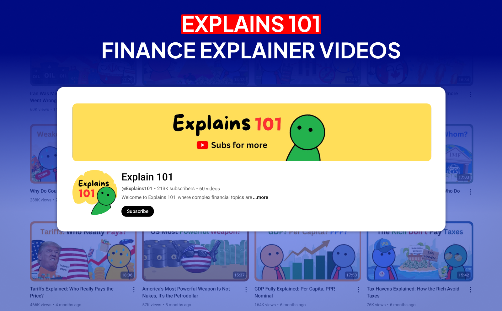 Explains 101 - finance explainer videos - Faceless YouTube Channel Profitable