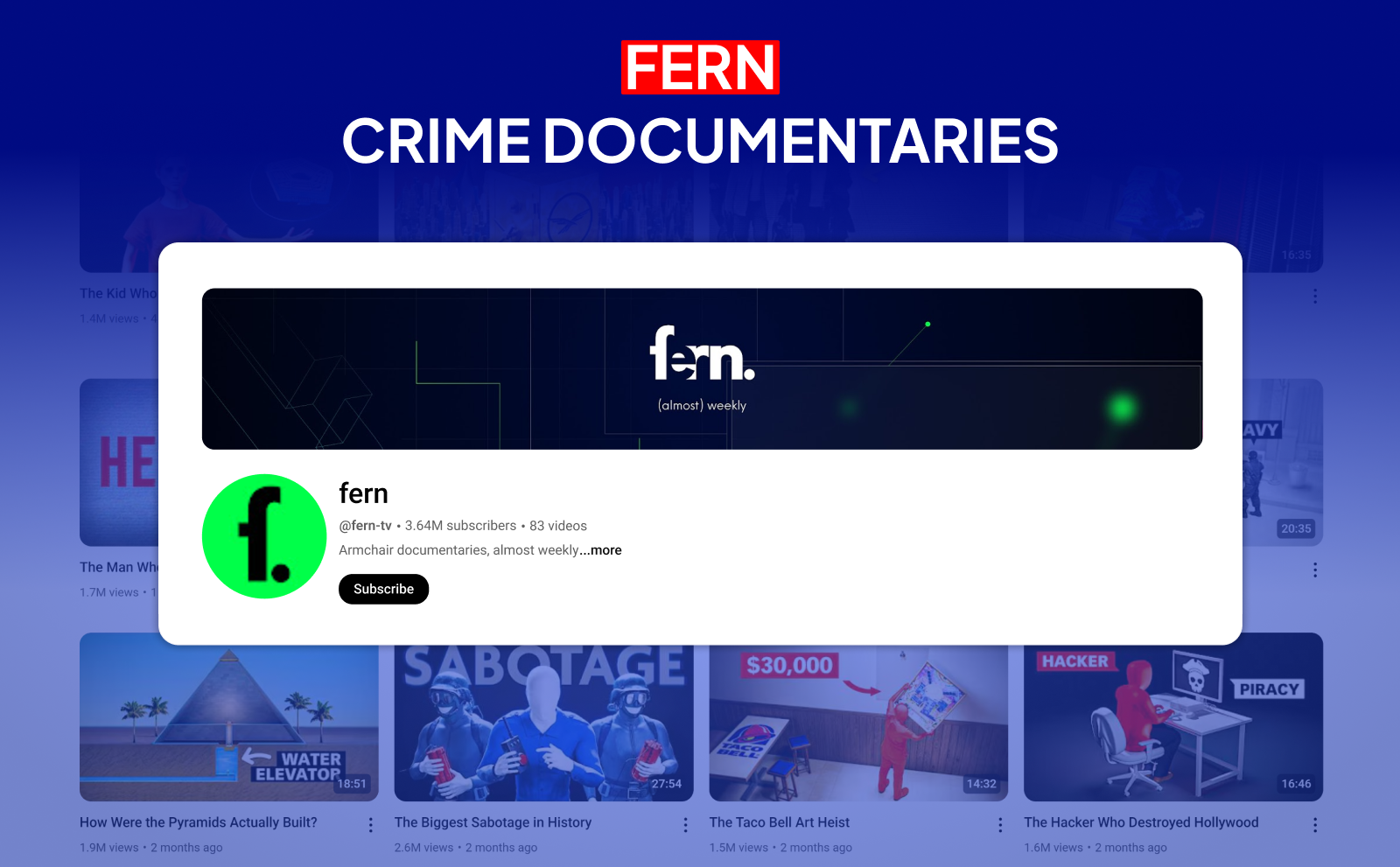 Fern - crime documentaries - Faceless YouTube Channel Profitable