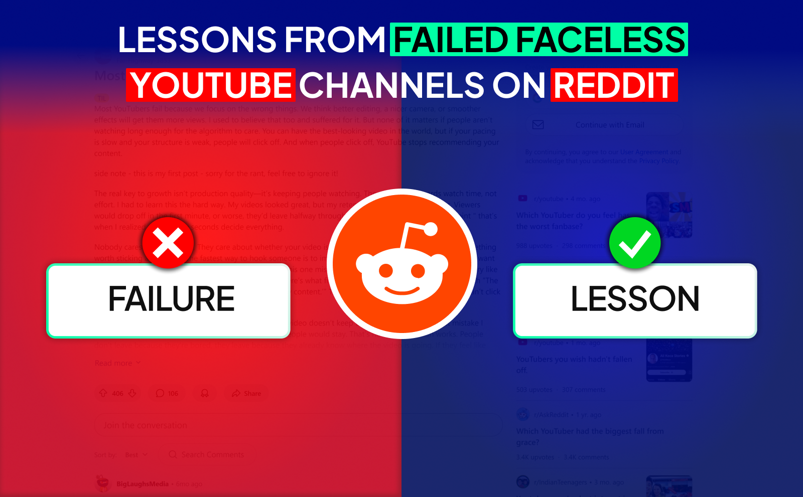 Lessons from Failed Faceless YouTube Channels on Reddit - Faceless YouTube Channel Profitable