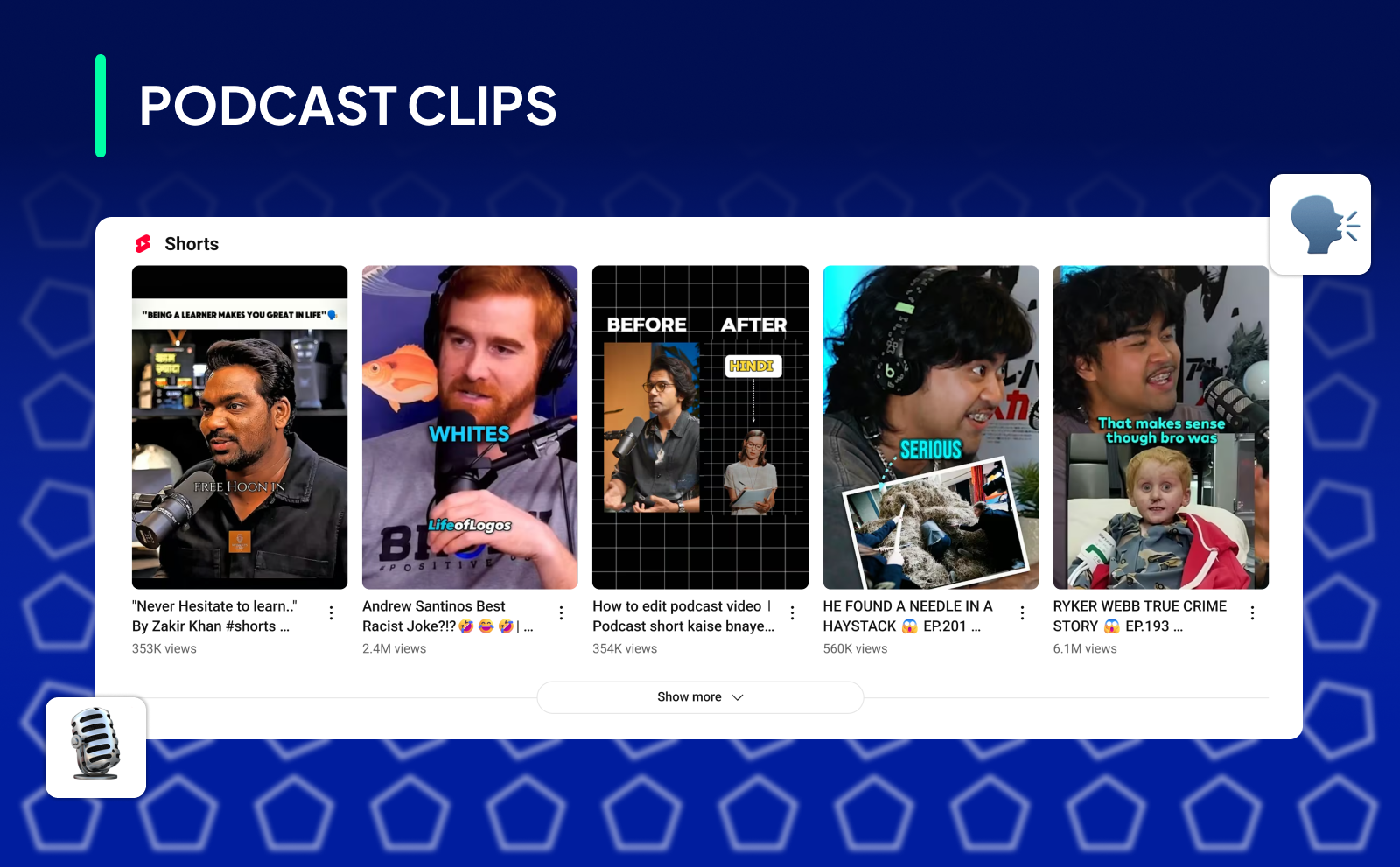 YouTube shorts niches Podcast clips