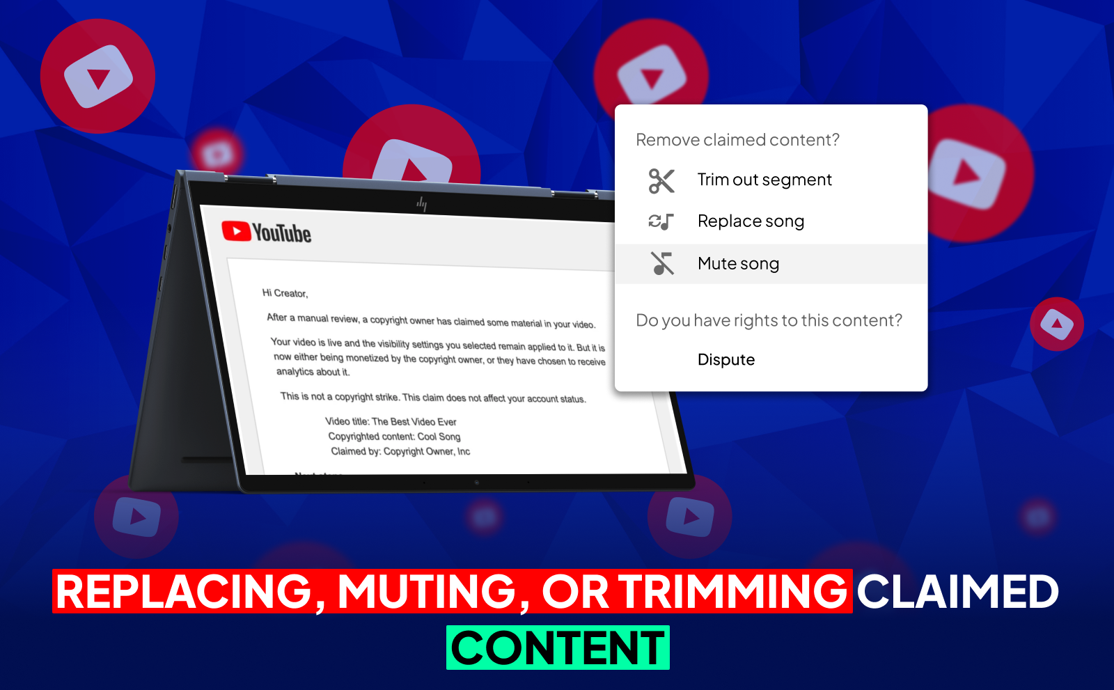 Replacing, muting, or trimming claimed content - YouTube Copyright Claim